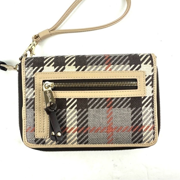 Spartina 449 Wymberly Wallet Wristlet Linen Leather Plaid Zip Clutch Brand NEW - Picture 4 of 10